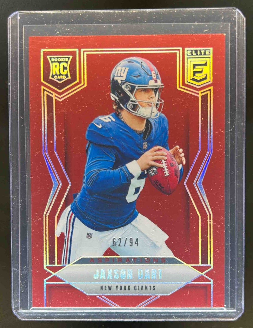 2025 Donruss Elite Jaxson Dart Rookies RC Aspirations Red #62/94 Giants