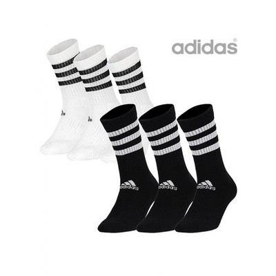 Adidas 3-Streifen gepolsterte Crew Fußgewölbestütze Sport Training Fitnessstudio Trainingssocken