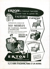Publicité ancienne fauteuils Erton issue de magazine 1954