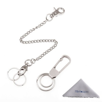 Wisdompro Keychain, Stainless Steel Key Pocket Keychain & Key-Clip, Silver