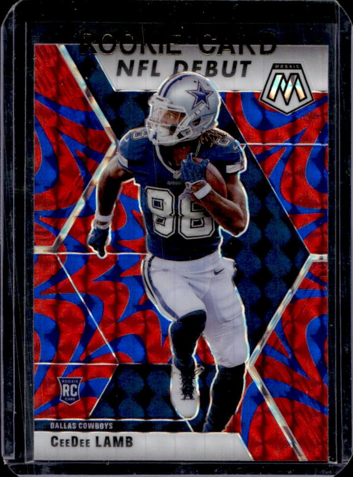 2020 Panini Mosaic CeeDee Lamb RC Prizm Reactive Blue Rookie #268 Cowboys