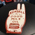 VINTAGE KENDALL PORCELAIN SIGN OLD CAR TAG TOPPER 2000 MILE MOTOR OIL PENZBEST