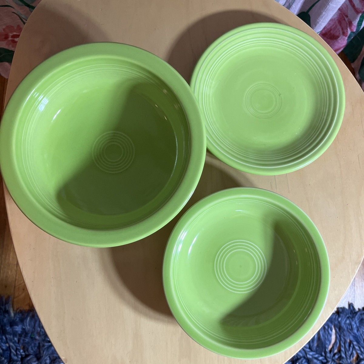 Pair of Fiesta Ware HLC New Chartreuse Bowls Small Plate Retired Color