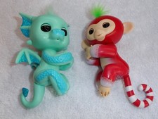 Wow Wee Fingerlings Teal Baby Dragon Red Christmas Baby Monkey
