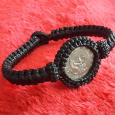 Bracciale Amuleto Corda Intrecciata Garuda Moneta 1 Baht Re Rama 9 Talismano Medaglia x 2