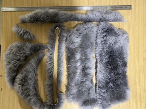 Grey Fur Scraps Sheepskin Cuttings Remnants Off Cut Craft Trims Dolls Jacket #16 - 第 1/6 張圖片