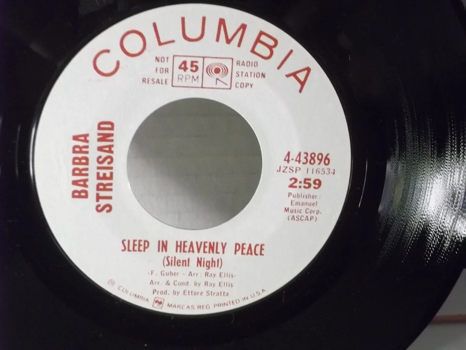 Barbra Streisand,Col. 43896,"Silent Night"US,7"45 w P/S,`1967 PROMO,Xmas,Mint- - Image 2 of 3