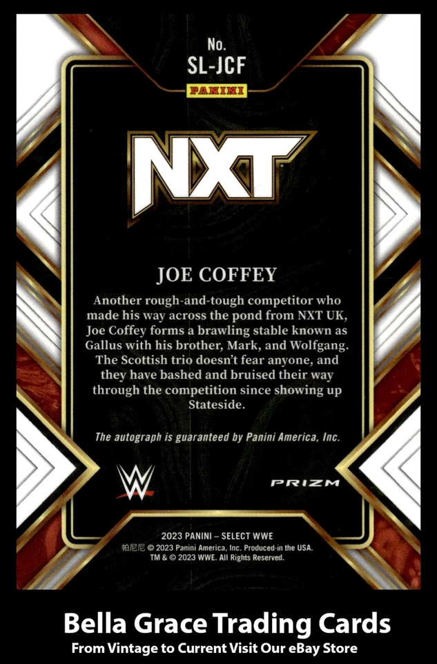 2023 Panini Select WWE Joe Coffey #SL-JCF Signature Selections Flash Prizm Auto - Image 2 of 2