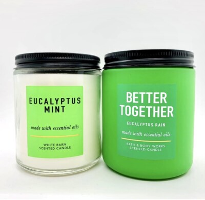 2/PCS B&BW EUCALYPTUS MINT +EUCALYPTUS RAIN BETTER TOGETHER SINGLE WICK CANDLES