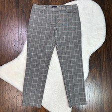 Tommy Hilfiger Dress Pants 8 Plaid Tapered Leg Mid-Rise Stretch Women's