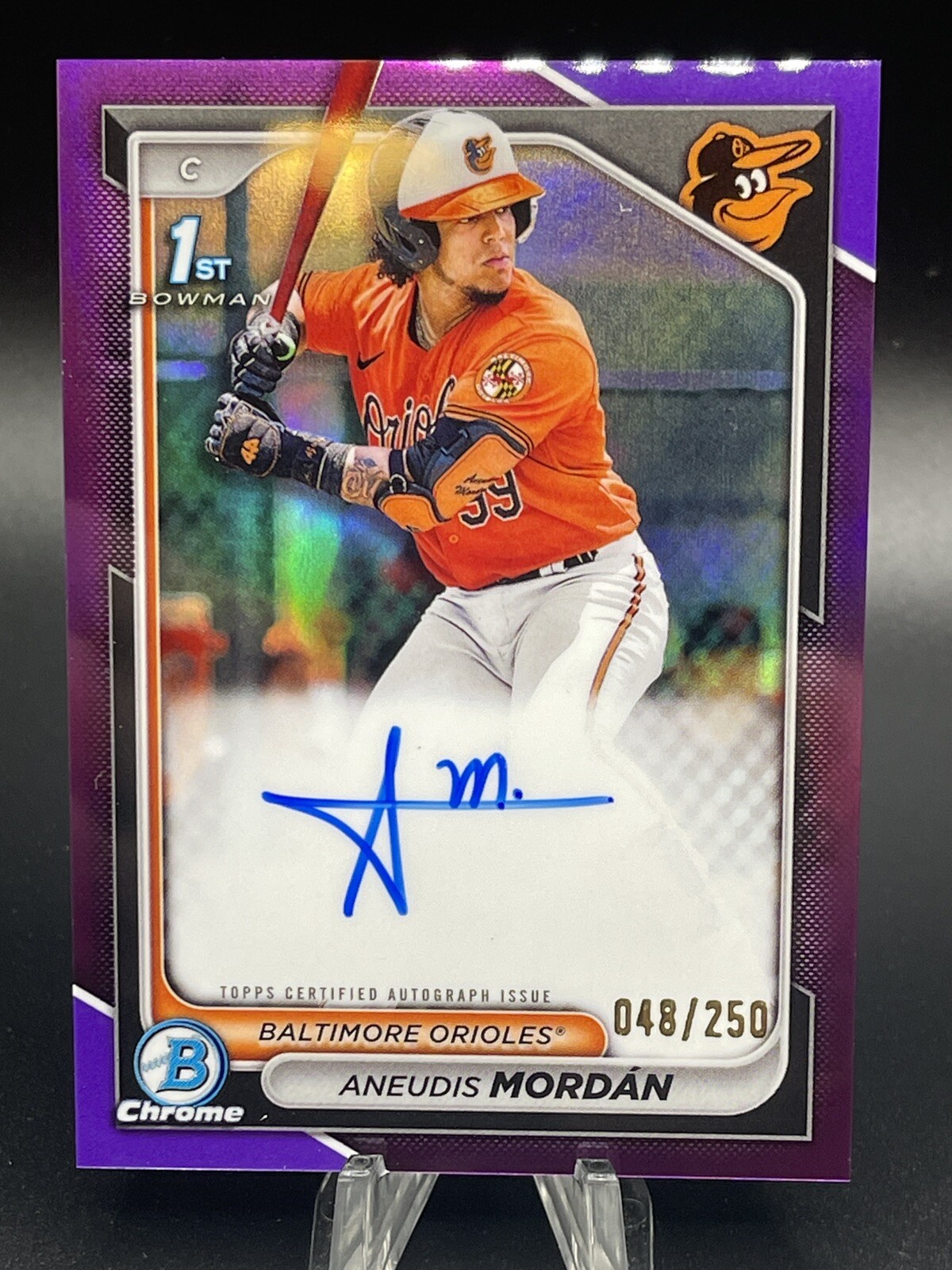 2024 Bowman 1st Chrome Auto Purple Refractor /250 Aneudis Mordan CPA-AMO Orioles