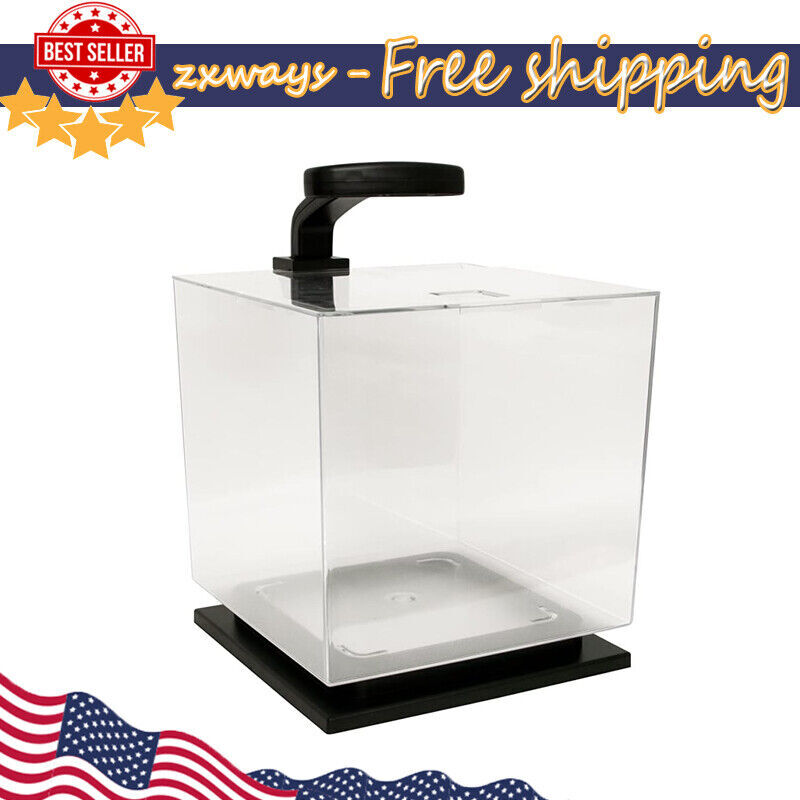 LED Cube Shaped 3 Gallon Aquarium w/ Pedestal Base For Small Tropical Fish Betta