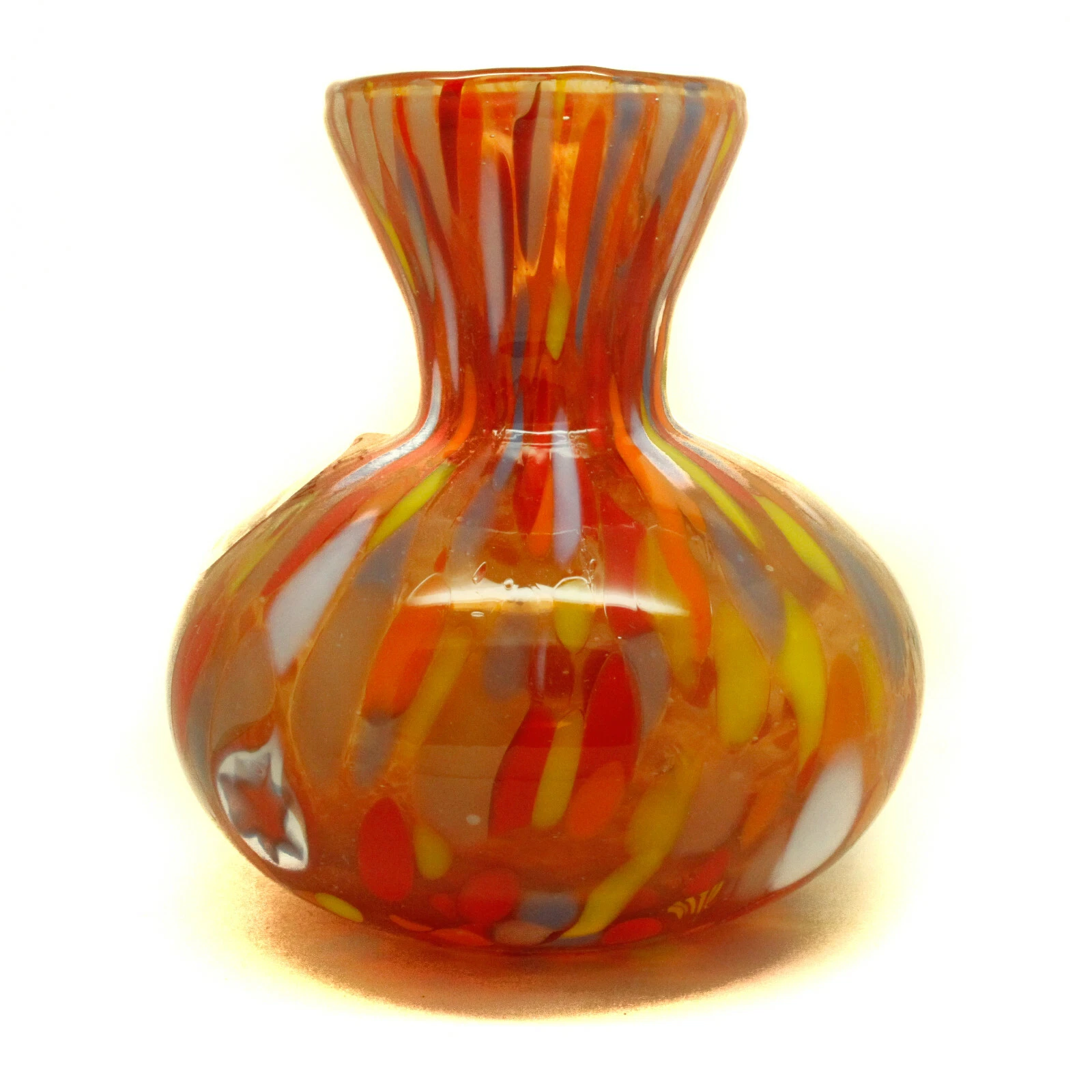 Murano glass vase red candle holder multicolored handmade Millefiori 10cm