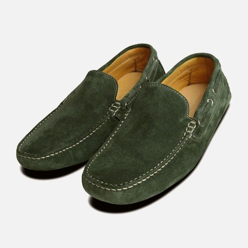 Oscuro Verde Ante Italiano Mocasines | eBay