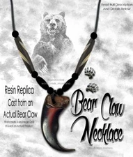 BEAR GRIZZLY CLAW NECKLACE Wild Mountain Man Rendezvous Replica Son Brother #G5'