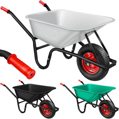MASKO  Schubkarre Bauschubkarre Gartenkarre Transportkarre 100L 250kg Stahlfelge