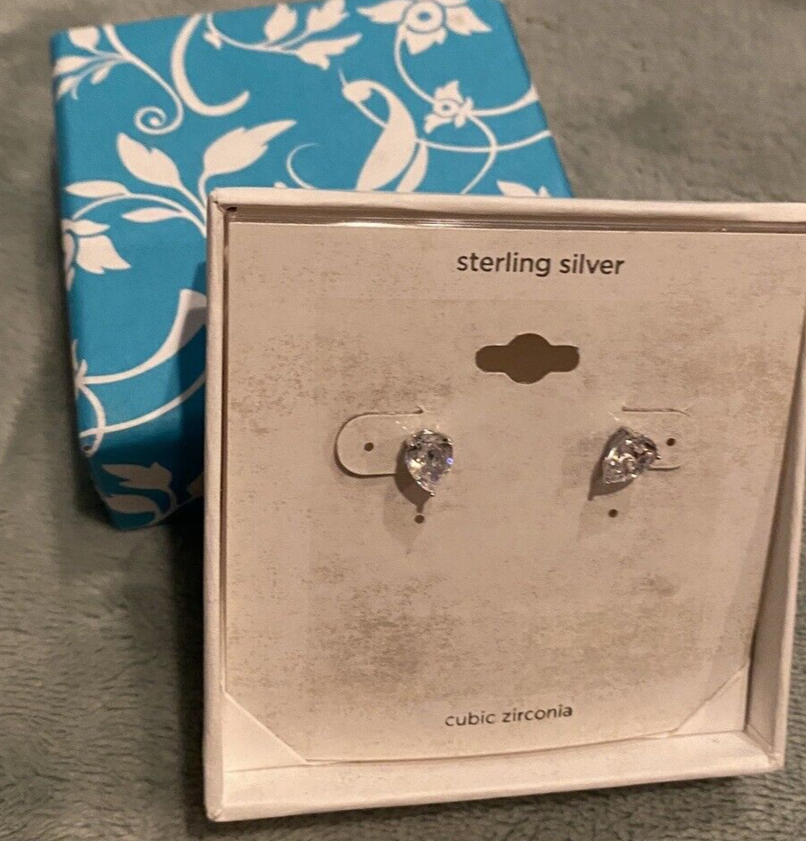 Sparkle Pear-Cut Teardrop CZ Sterling Silver Stud Earrings