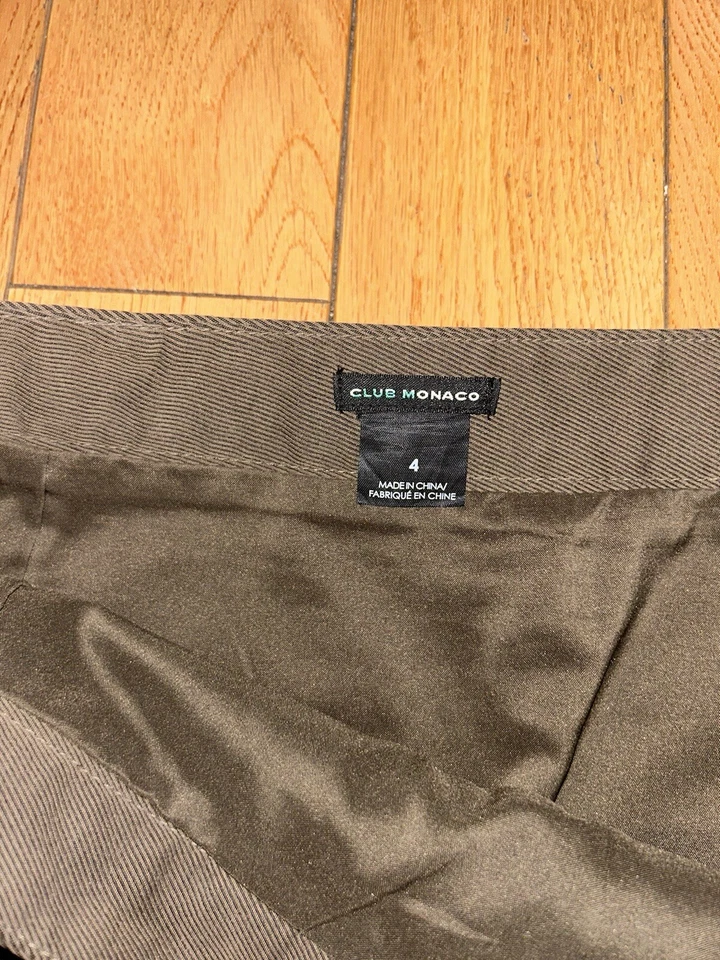 Club Monaco зеленый хаки линия юбка с пуговицей детали размер 4 - Изображение 3 из 4