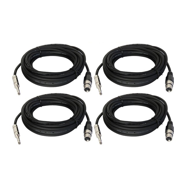 STARAUDIO 4X 25FT Speaker XLR Cables Quarter Inch Stereo Male To 3Pin XLR Female eBay