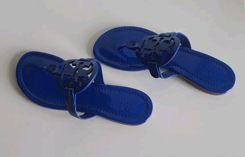 Sandalias planas de charol azul real Tory Burch Miller para mujer talla 5,5 M - Imagen 5 de 12