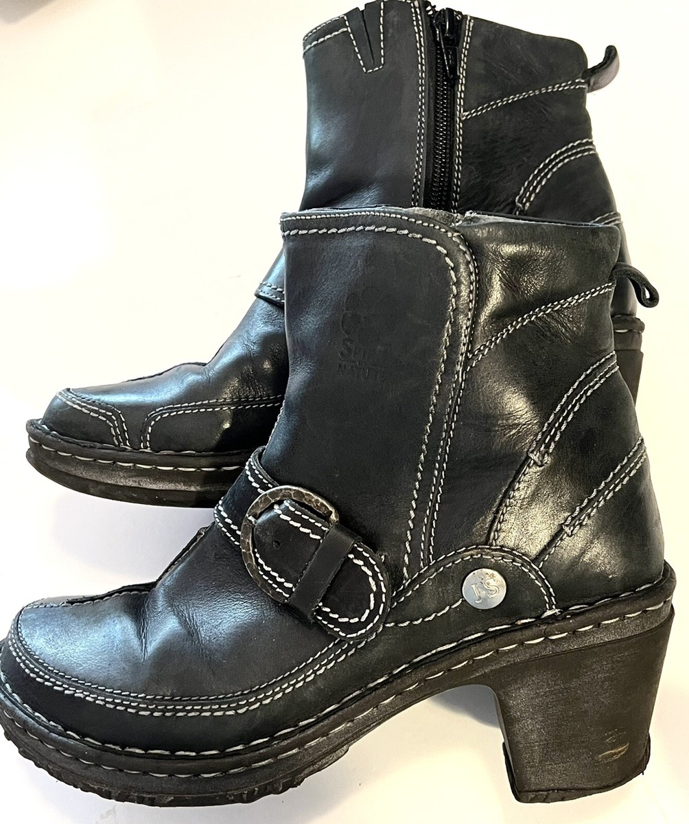 Josef Seibel Spirit of Nature DK Gray Leather Chunky Ankle Boots