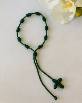 Knotted Rosary Bracelet -Green  Cord Thread Bracelet