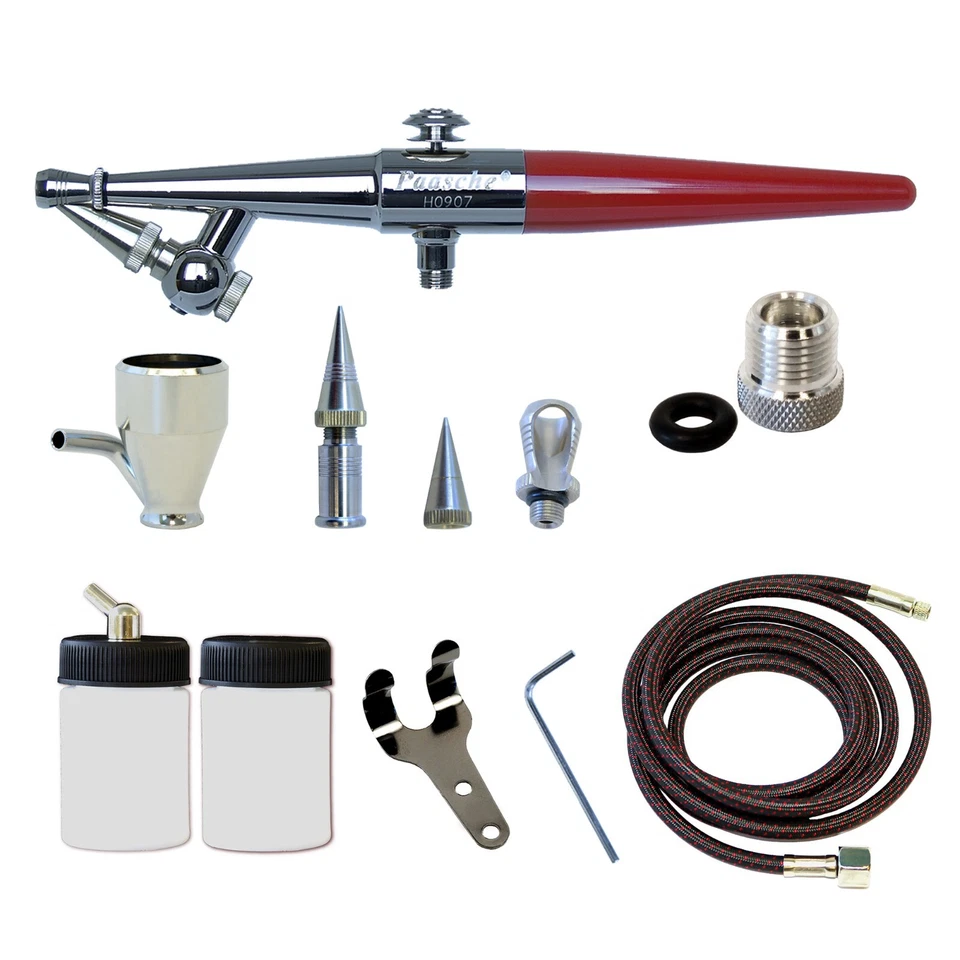 Paasche 1/5 HP Airbrush Compressor w/H Single Action Airbrush Set w/Three Heads - Image 3 of 3