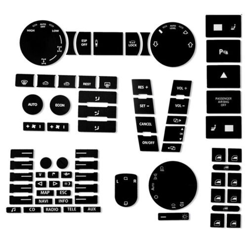 Aufkleber Für Funktasten – Für VW Touareg 2004–2009, Schwarz Mit Weißer Schrift, Vinyl