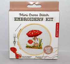 Kikkerland Mini Mushroom Counted Cross Stitch Embroidery Kit Red Mushrooms NEW