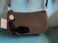 NWT Coach Black Sequin Penn Clutch or Shoulder Phone Bag Purse