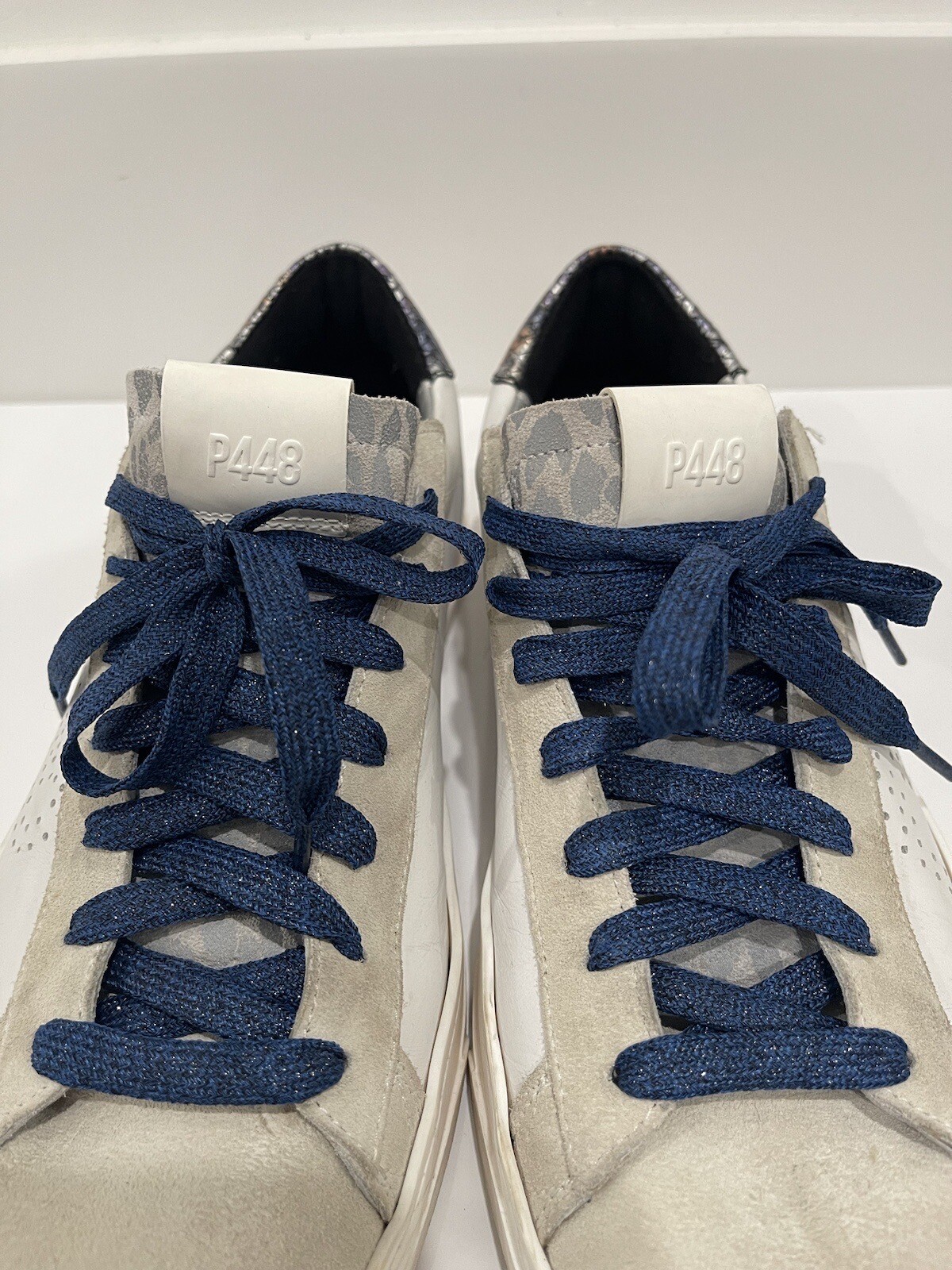P448 John Low Top Sneakers Leather Python Blue Un… - image 3