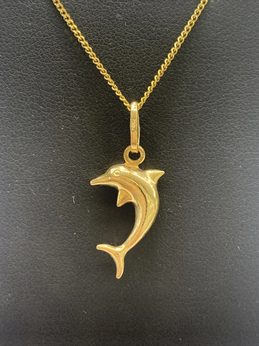 18ct 18K Yellow Gold Dolphin Charm Pendant 1.0 Gram. Brand New eBay