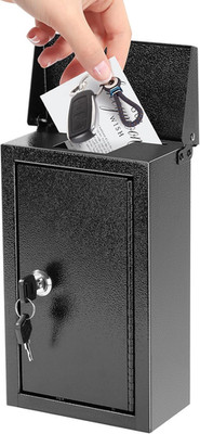 Wall-Mounted Key Drop Box with Key Lock, Metal Mailbox, Indoor& Outdoor Storage