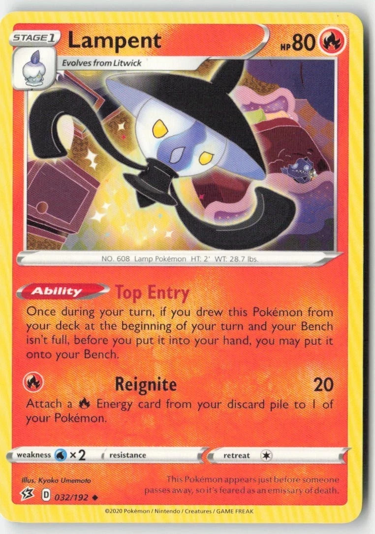 Pokemon Lampent 32/192 Uncommon NM Regular Rebel Clash