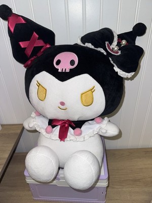 Kuromi Plush Backpack Adjustable Zipper Canvas Black Pink