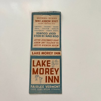 Lake Morey Inn Golf Course 1939 Fairlee VT Vintage Matchbook Cover TMB86-1