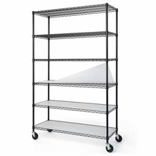 Black 6-Tier Adjustable Welded Steel Heavy Duty Garage Storage Unit Shelving wit