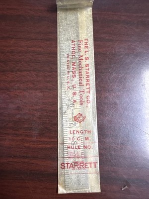 Starrett No. 345 10cm Metal Rigid Rule Metric Graduation