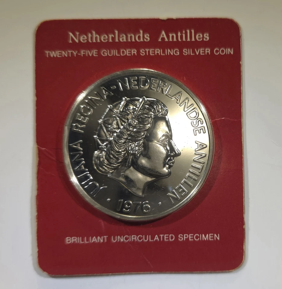 1.2526OZ ASW .925 STERLING 1976 Netherlands 25 Gulden Silver Coin - Image 2 of 4