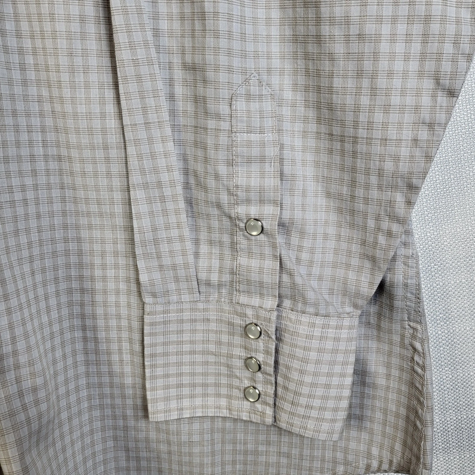 OFF WHITE Camicia elegante Panhandle slim perla a scatto 18 1 2 37 bianco sporco marrone chiaro a quadri cowboy rodeo