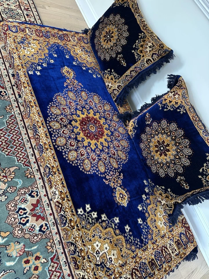 Fundas Toshak afganas, sofá de piso árabe, cojín de piso turco, cala Toshak azul Foto 3 de 4