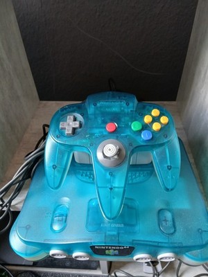 Nintendo 64 N64 Konsole Ice Blue Transparent Controller mit Spiel