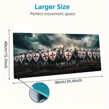 Large Gaming Mouse Pad with Epic Knight Battle Design - Non-Slip Surface, Dura