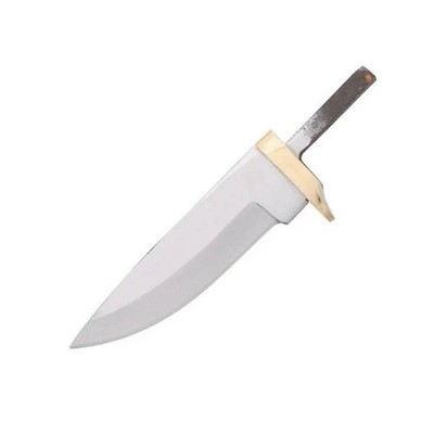 Drop Point Knife Blade Blank 3.75'' Stainless with Brass Guard