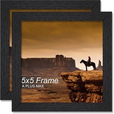 5x5 Picture Frame Set of 2 Black Engineered Wood Frame for 5 x 5 Inch Picture