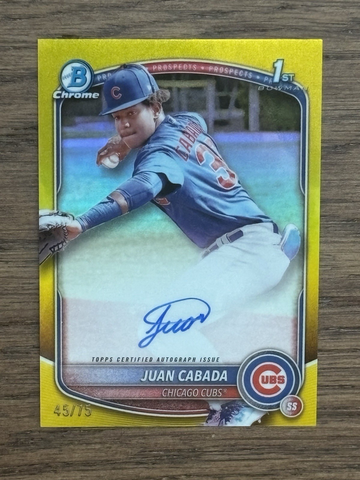 2025 Bowman Chrome Juan Cabada #CPA-JC Prospects Autograph Yellow Refractor /75