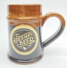 Sunset Hill Wisconsin Stoneware Hold My Beer Ceramic Glazed Bar Mug Stein 5.5"