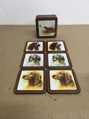 1986 HUNTING DOGS Coaster GIORDANO ART ENESCO 2 of each dog in set 