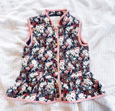 Janie and Jack Pink Blue Green Floral Quilted Ruffle Hem Vest 5-6Y