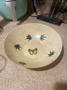 VTG MCM 1960s Fiberglass Salad Bowl W/ Butterflies 12” Mid-Century Modern Retro